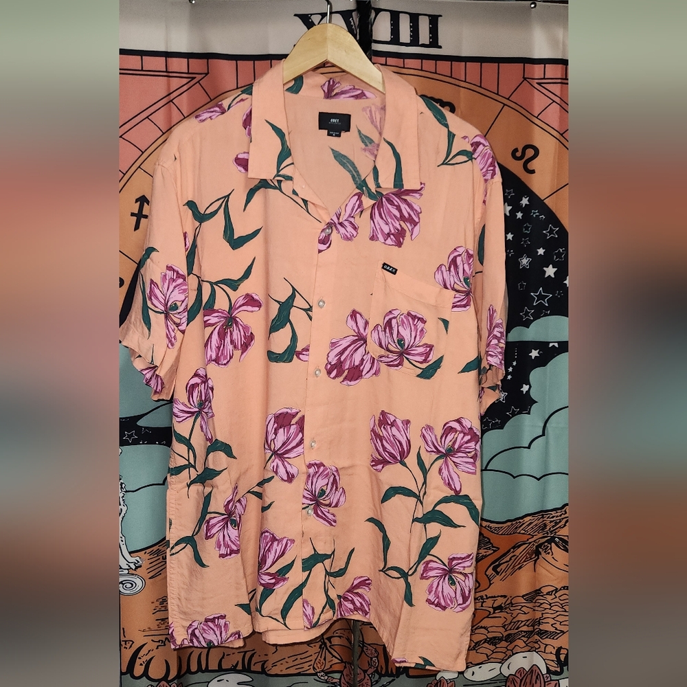 Obey Lily Floral Print Shirt Mens XL/TG